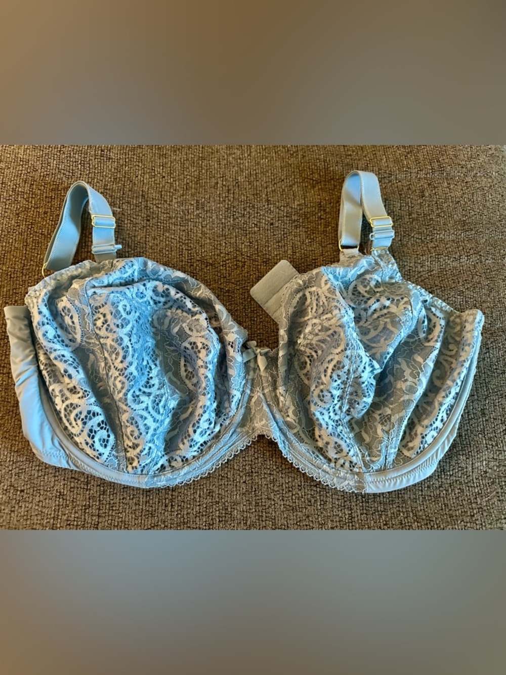 Lace Underwire Bra in Light Blue with Delicate Bow